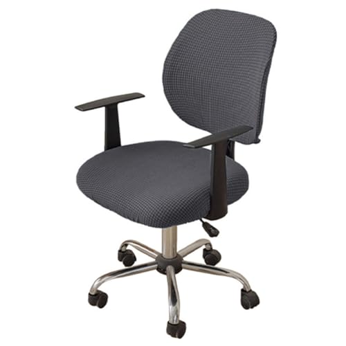 Morbuy Elastischer Bürostuhl Bezug 2 Stück, Bezug für Bürostuh Überzug Drehstuhl Stuhlüberzug Abnehmbare Stuhlhussen mit Armlehne Waschbare für Office Computer Sessel (dunkelgrau) von Morbuy