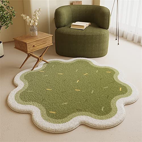 Morbuy Flauschig Weicher Teppich in Blumenform, Blumen Schaukelstuhl pad Bodenmatte Waschbar rutschfest Shaggy Teppiches für Kinderzimmer Wohnzimmer Schlafzimmer Dekoration (100cm,Avocado-Grün) von Morbuy