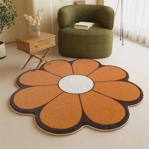 Morbuy Flauschig Weicher Teppich in Blumenform - Nordisch Blütenblatt Runde Bodenmatte Waschbar rutschfest Shaggy Teppiches für Kinderzimmer Wohnzimmer Schlafzimmer Dekoration (100cm,Orange) von Morbuy