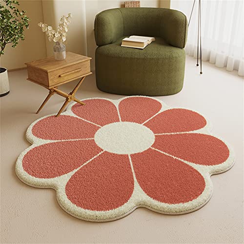 Morbuy Flauschig Weicher Teppich in Blumenform - Nordisch Blütenblatt Runde Bodenmatte Waschbar rutschfest Shaggy Teppiches für Kinderzimmer Wohnzimmer Schlafzimmer Dekoration (100cm,Rot) von Morbuy