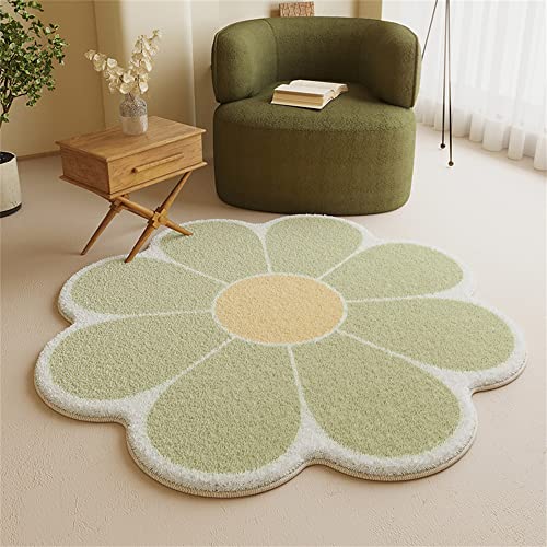 Morbuy Flauschig Weicher Teppich in Blumenform - Nordisch Blütenblatt Runde Bodenmatte Waschbar rutschfest Shaggy Teppiches für Kinderzimmer Wohnzimmer Schlafzimmer Dekoration (120cm,Grün) von Morbuy