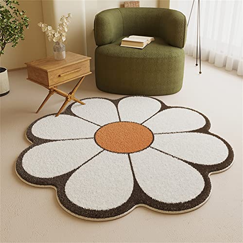 Morbuy Flauschig Weicher Teppich in Blumenform - Nordisch Blütenblatt Runde Bodenmatte Waschbar rutschfest Shaggy Teppiches für Kinderzimmer Wohnzimmer Schlafzimmer Dekoration (60cm,Weiss) von Morbuy