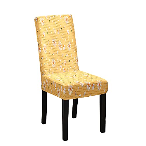Morbuy Gänseblümchen Stuhlhussen 1er/4er/6er/10er Set Stretch Stuhlbezug für Esszimmerstühle, Waschbarer Stuhlhussen Schwingstühle Stuhlüberzug für Haus Hotel Hochzeit Partys Dekor (4er Set,Gelb) von Morbuy