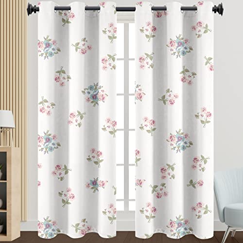 Morbuy Gardinen Blickdicht Vorhänge 2er Set mit Ösen, 3D Blumen Druck Modern Verdunkelungs Thermo Vorhänge Vorhänge-Set für Wohnzimmer Schlafzimmer Kinderzimmer (132x215cm,Weiß) von Morbuy