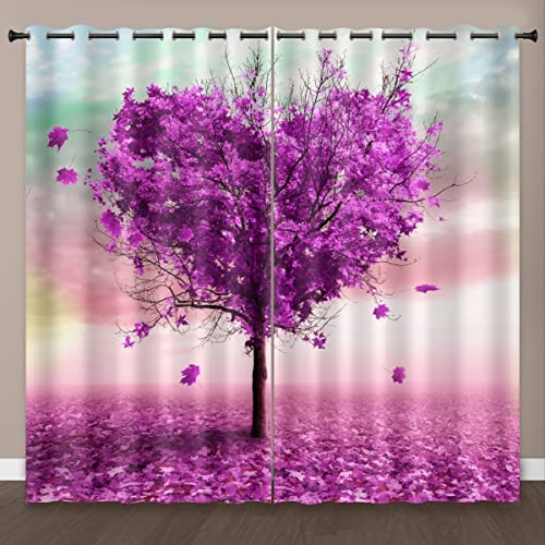 Morbuy Gardinen Blickdicht Vorhänge 2er Set mit Ösen, 3D Schöner Druck Modern Verdunkelungs Thermo Vorhänge Vorhänge-Set für Wohnzimmer Schlafzimmer Kinderzimmer (108x215cm,Bäume) von Morbuy