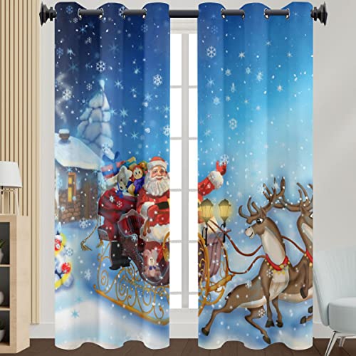 Morbuy Gardinen Blickdicht Vorhänge 2er Set mit Ösen, 3D Weihnachten Drucken Modern Verdunkelungs Thermo Vorhänge Vorhänge-Set für Wohnzimmer Schlafzimmer Kinderzimmer (132x245cm,Elch) von Morbuy