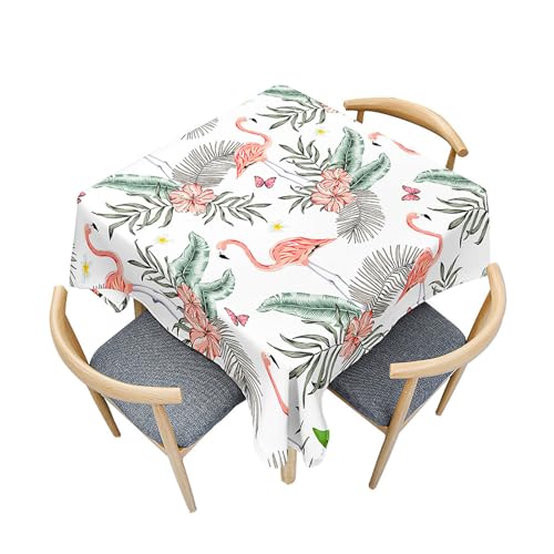 Morbuy Gartentischdecke Quadratisch, Flamingo Muster Küchentischdecke Tischdecken Wasserdicht Tischdecke Abwaschbar Fleckschutz Tischtuch für Dekoration Restaurant Party (40x40cm,Bananenblätter) von Morbuy