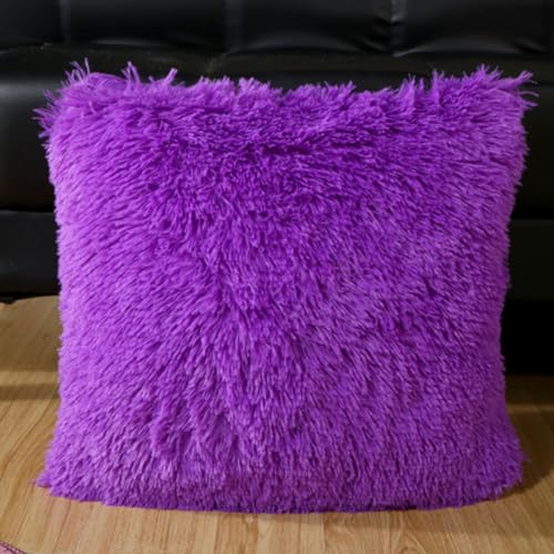 Morbuy Geprägter Kord Sofakissen Kissenbezug, Einfarbig Dekokissen, 45x45cm Sofakissen mit Füllung und Bezug für Sofa Schlafzimmer Wohnzimmer Balkon (Lila,45x45cm) von Morbuy