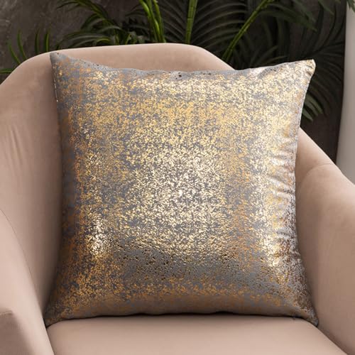 Morbuy Geprägter Samt Sofakissen Kissenbezug, Einfarbig Dekokissen, Sofakissen mit Füllung und Bezug für Sofa Schlafzimmer Wohnzimmer Balkon (50x50cm,Silber) von Morbuy