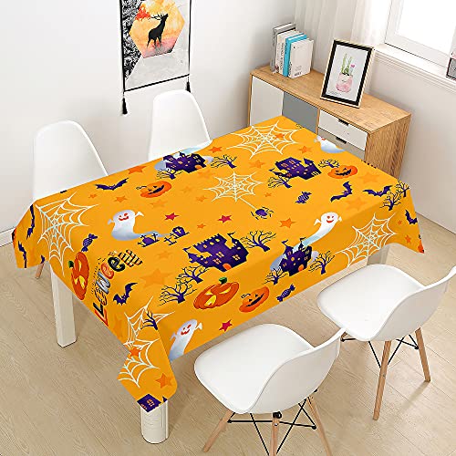 Morbuy Halloween Drucken Tischdecke Abwaschbar für Speisetisch, Wasserabweisend Fleckschutz Abwischbar Lotuseffekt Quadrat Küchentischabdeckung Tischtuch (140x160cm,Halloween) von Morbuy
