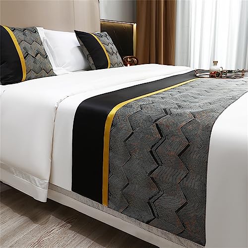 Morbuy Hotel Chinesischer Stil Bettläufer Schals Weiche Bettwäsche Schal Bettlaufer Bettschal Bettschwanz Handtuch Dekoration Für Einzel Queen King Size Bett Flagge (1 pc Kissenbezug 45x45cm,Schwarz) von Morbuy