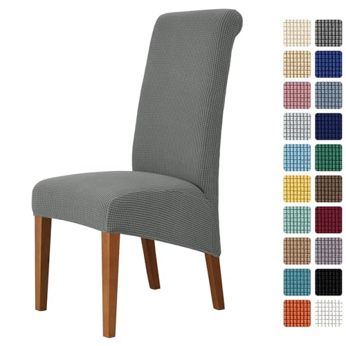 Morbuy Jacquard Stuhlhussen 2/4/6er Set, Eindicken Hohen Zurück Stühle Stuhlbezug Für Esszimmer, Stretch Abnehmbare Waschbar Stuhlbezug, Für Hotel Bankett Restaurant Hochzeit (Anthrazit,6er Set) von Morbuy