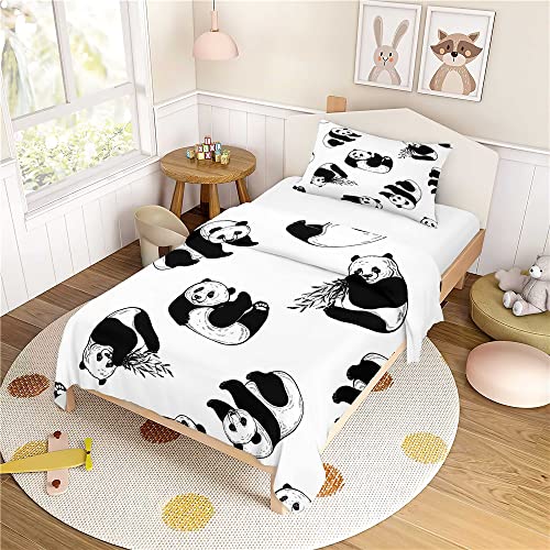 Morbuy Kinderbettwäsche 100x135 - Panda Bettwäsche-Sets 2 Teilig, Mikrofaser Bettbezug 100X135 cm mit Reißverschluss + 1 Kissenbezüge 50x75 cm von Morbuy