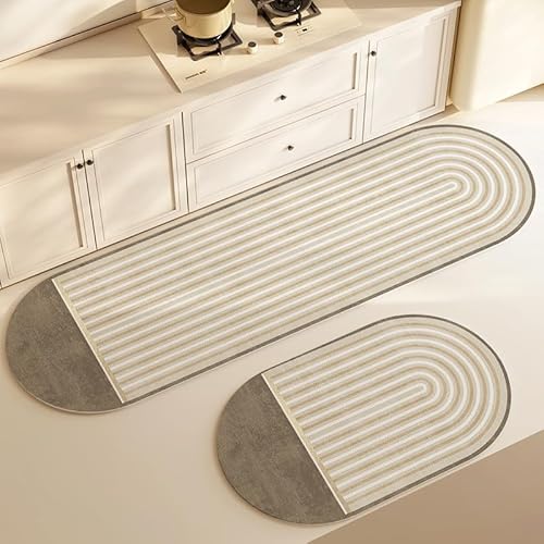 Morbuy Küchenläufer rutschfest, Waschbar Klassischer Druck Küchenteppich, Saugfähig Schnelltrocknend Teppich Läufer Küche, Küchenmatte für Eingangsbereich Esszimmer (Braun,50x80cm) von Morbuy