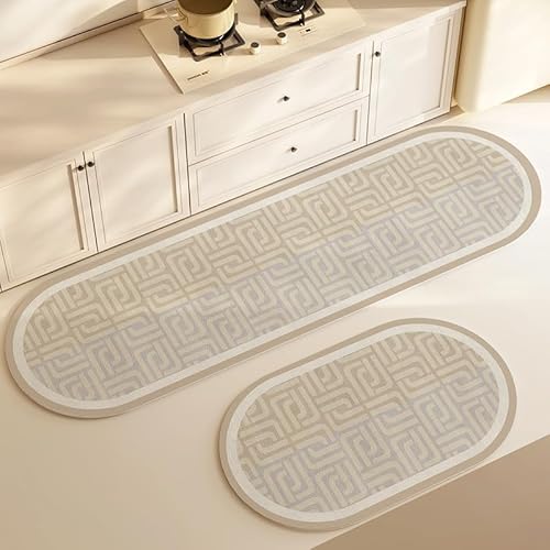 Morbuy Küchenläufer rutschfest, Waschbar Klassischer Druck Küchenteppich, Saugfähig Schnelltrocknend Teppich Läufer Küche, Küchenmatte für Eingangsbereich Esszimmer (Geometrisch,60x180cm) von Morbuy