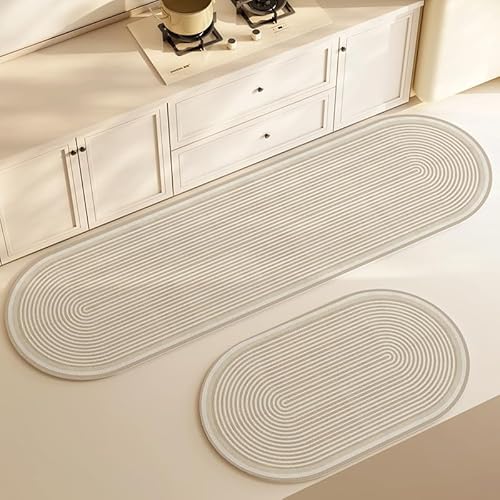 Morbuy Küchenläufer rutschfest, Waschbar Klassischer Druck Küchenteppich, Saugfähig Schnelltrocknend Teppich Läufer Küche, Küchenmatte für Eingangsbereich Esszimmer (Khaki,60x90cm) von Morbuy