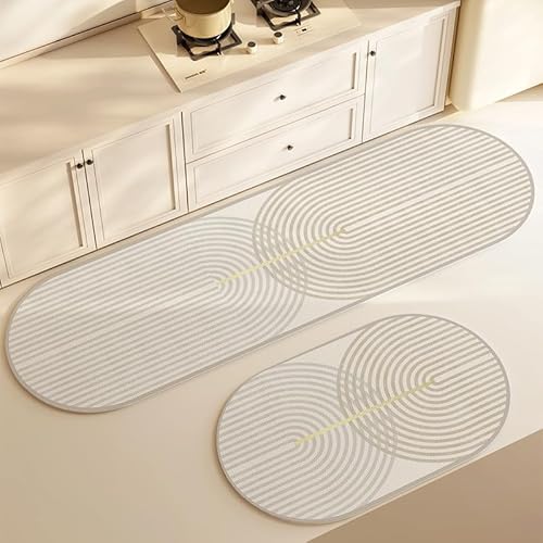 Morbuy Küchenläufer rutschfest, Waschbar Klassischer Druck Küchenteppich, Saugfähig Schnelltrocknend Teppich Läufer Küche, Küchenmatte für Eingangsbereich Esszimmer (Linie,60x90cm) von Morbuy