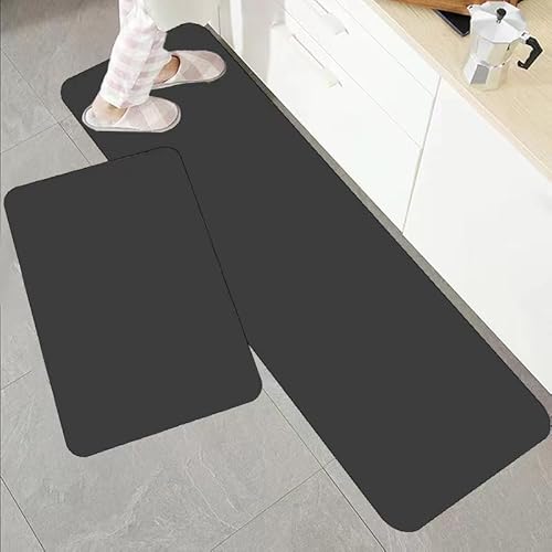Morbuy Küchenläufer rutschfest, Waschbar Solide Farbe Küchenteppich, Saugfähig Schnelltrocknend Teppich Läufer Küche, Küchenmatte für Eingangsbereich Esszimmer (Dunkelgrau,50x80cm) von Morbuy