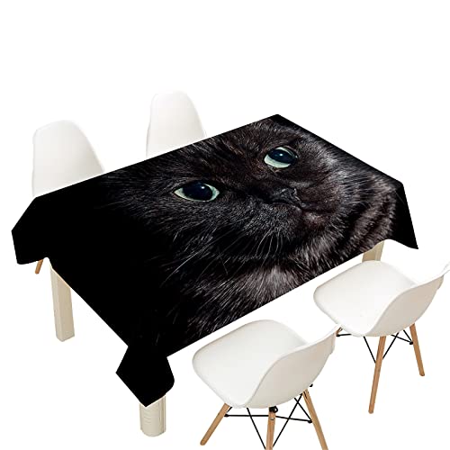 Morbuy Küchentischdecke Abwaschbar, 3D Katze Kätzchen Drucken Tischdecken Rechteckig Tischdecke Wasserdicht Abwischbar Tischtuch für Dekoration Garten Outdoor (100x140cm,Schwarz Kätzchen) von Morbuy