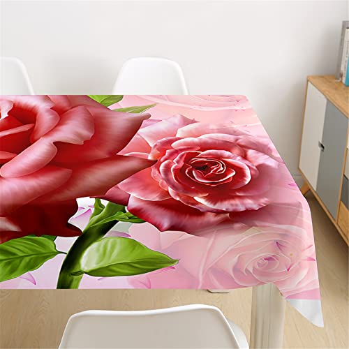 Morbuy Küchentischdecke Abwaschbar, 3D Rose Blume Muster Tischdecken Rechteckig Tischdecke Wasserdicht Lotuseffekt Abwischbar Tischtuch für Dekoration Garten Outdoor (90x90cm,Rose Blume) von Morbuy