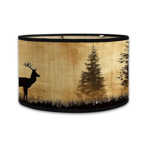 Morbuy Lampenschirm für Tischlampe Bambus, Wald Hirsch Druck Tischlampenschirm Stoffschirm Lampe Stehlampenschirme für Stehlampe Deckenleuchte Pendelleuchte Wandleuchte Deko (Kamel) von Morbuy