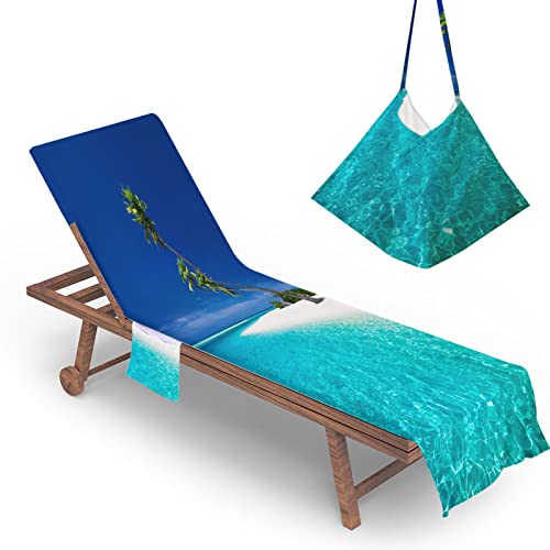 Morbuy Liegestuhl Handtuch mit Taschen, Kokosnussbaum Drucken Strandtuch für Liegen Strandliegen Handtuch Handtücher für Strandliegen Mikrofaser Leicht Strandtuch mit Kapuze (Ozean) von Morbuy