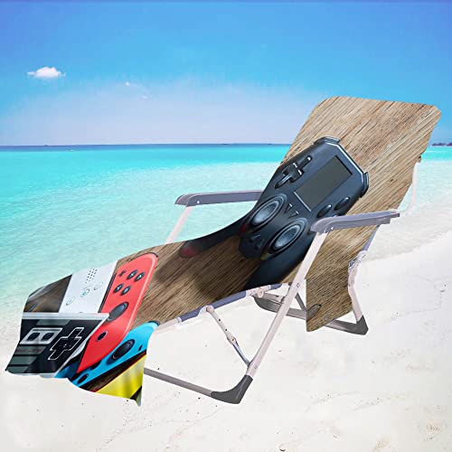 Morbuy Liegestuhl Handtuch mit Taschen, Strandtuch für Liegen Strandliegen Handtuch Handtücher für Strandliegen, 3D Gamer Spiel Controller Leicht Mikrofaser Strandtuch (75 * 210cm,Rot) von Morbuy