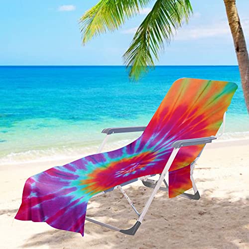 Morbuy Liegestuhl Handtuch mit Taschen, Strandtuch für Liegen Strandliegen Handtuch Handtücher für Strandliegen Mikrofaser Leicht Strandtuch, Kapuze für Besseren Halt (75x210cm,bunt) von Morbuy