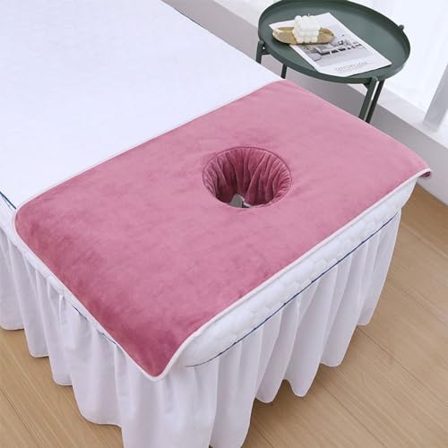 Morbuy Massageliege Laken mit Gesichtsloch, 2er Set Handtuch für Massageliege, Atmungsaktiv Weich Mikrofaser Gesichtsauflage für Massageliege für Schönheitsbett Spa Schönheit (50x80cm,Korallenviolett) von Morbuy