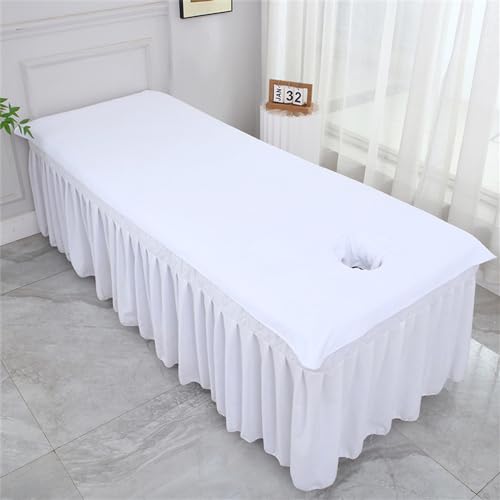 Morbuy Massageliege Laken mit Gesichtsloch, Handtuch für Massageliege, Weich Baumwolle Gesichtsauflage Spannbetttuch für Massageliege für Schönheitsbett Spa Schönheit (Weiß,100x200cm) von Morbuy