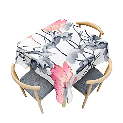 Morbuy Outdoor-Tischdecken Quadratisch, Lotus Blume Muster Tischdecke Wasserdicht Küchentischdecke Abwischbar Fleckschutz Tischtuch für Restaurant Garten Party (40x40cm,Rosa Blütenblätter) von Morbuy