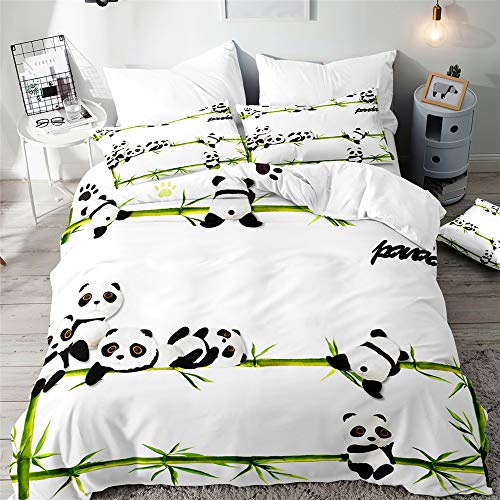 Morbuy Bettwäsche 220x240 - Panda Bettwäsche-Sets 3 Teilig, Mikrofaser Bettbezug 220x240 cm mit Reißverschluss + 2 Kissenbezüge 50x75 cm von Morbuy
