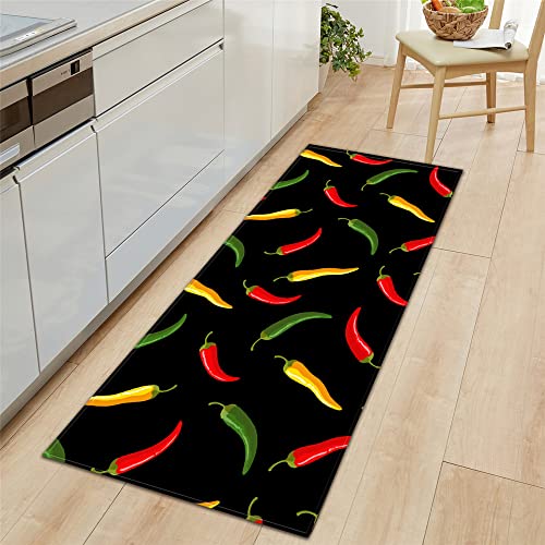 Morbuy Personalisierte Fußmatte Rutschfester Türvorleger mit 3D Gewürzmuster, Schmutzfangmatte Waschbar Fussmatte Innen Badteppiche (40x60cm,Chili) von Morbuy