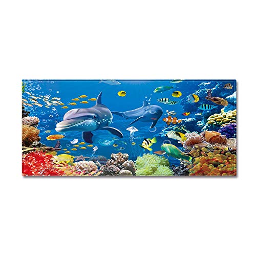Morbuy Personalisierte Fußmatte Rutschfester Türvorleger mit 3D Unterwasserfische Drucken, Schmutzfangmatte Waschbar Fussmatte Innen Badteppiche (40x120cm,Meeresfische) von Morbuy