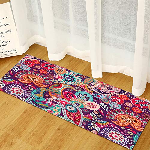 Morbuy Personalisierte Fußmatte Rutschfester Türvorleger mit Mandala Paisley Muster, Schmutzfangmatte Waschbar Fussmatte Innen Badteppiche (40x60cm,Ethnisches Paisley) von Morbuy