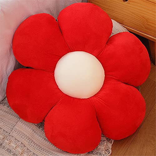 Morbuy Plüsch Kissen Blumenform Sitzkissen Stuhlkissen, Kopfkissen Sitzpolster Sofakissen Stuhl Kissen, Weiche Flauschige Verdickte Bodenkissen Kinderzimmer Dekor (30x30cm,Kristallsamt Rot) von Morbuy