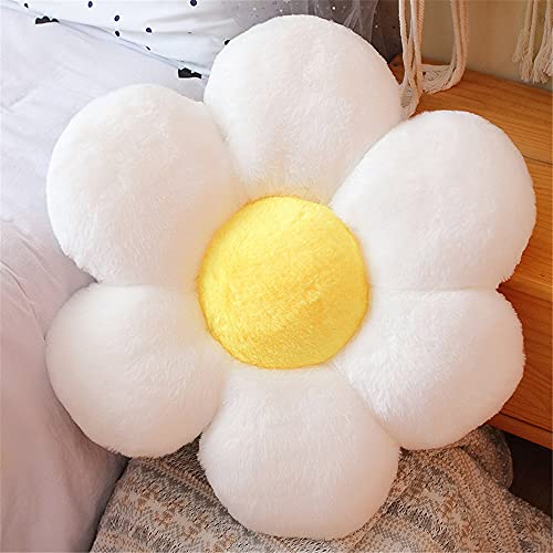 Morbuy Plüsch Kissen Blumenform Sitzkissen Stuhlkissen, Kopfkissen Sitzpolster Sofakissen Stuhl Kissen, Weiche Flauschige Verdickte Bodenkissen Kinderzimmer Dekor (65x65cm,Weiß) von Morbuy