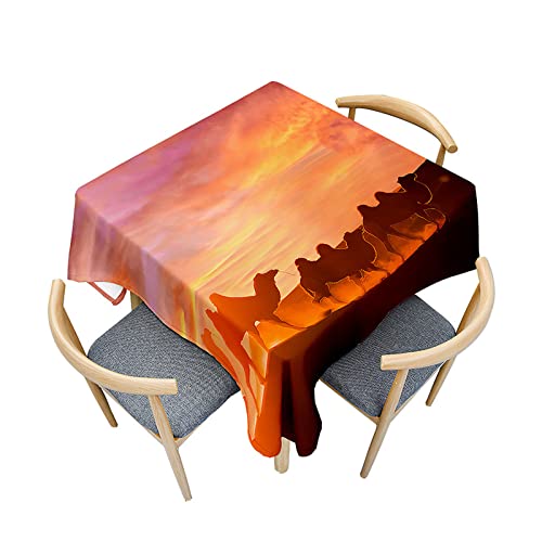 Morbuy Quadratische Tischdecken, Kamel Muster Tischdecke Wasserdicht Küchentischdecke Fleckschutz Tischtuch für Dekoration Restaurant Garten Party Outdoor (90x90cm,Sonnenuntergang) von Morbuy