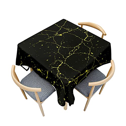 Morbuy Quadratische Tischdecken, Marmor Muster Tischdecke Wasserdicht Abwaschbar Küchentischdecke Fleckschutz Tischtuch für Dekoration Restaurant Garten Party Outdoor (90x90cm,Schwarz) von Morbuy