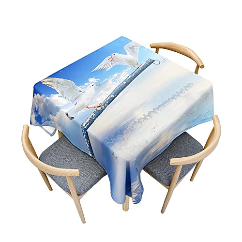 Morbuy Quadratische Tischdecken, Möwe Muster Tischdecke Wasserdicht Küchentischdecke Fleckschutz Tischtuch für Dekoration Restaurant Garten Party Outdoor (90x90cm,Weiße Möwe) von Morbuy