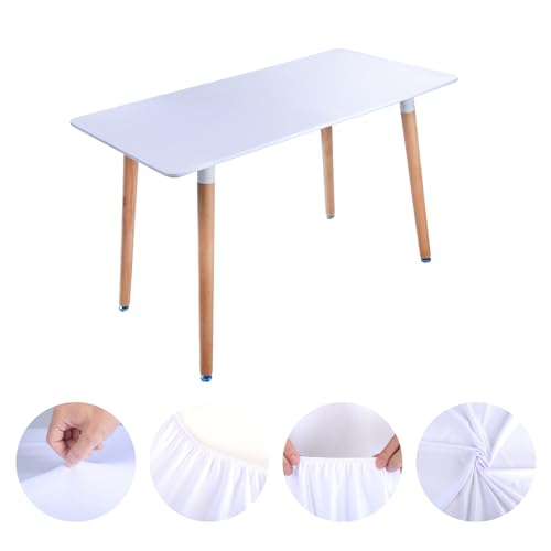 Morbuy Rechteckige Einfarbig Elastische Tischdecke, Rechteckig Tischdecke mit Gummizug Spanntischdecke Gartentischdecke für Outdoor Picknick Camping Partys (Weiß,6FT（183 * 76cm）) von Morbuy