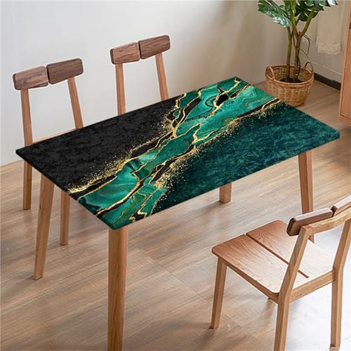 Morbuy Rechteckige Elastische Tischdecke, Marmor Drucken wasserdichte Gartentischdecken Quadratisch Angepasste Tischdecke Abwischbar Tischdecken Tischtuch Tischschutz (140x140cm,Dunkelgrün) von Morbuy