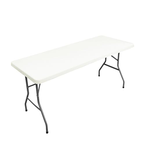 Morbuy Rechteckige Elastische Tischdecke, Rechteckig Tischdecke mit Gummizug Spanntischdecke Gartentischdecke für Outdoor Picknick Camping Partys (243x76cm,Weiß) von Morbuy