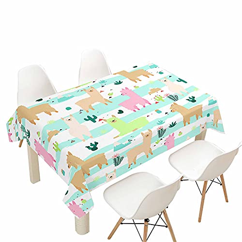 Morbuy Rechteckige Tischdecken, 3D Alpaka Drucken Tischdecke Wasserdicht Abwaschbar Abwischbar Lotuseffekt Tischtuch für Dekoration Küchentisch Garten Outdoor (140x240cm,Karikatur Alpaka) von Morbuy