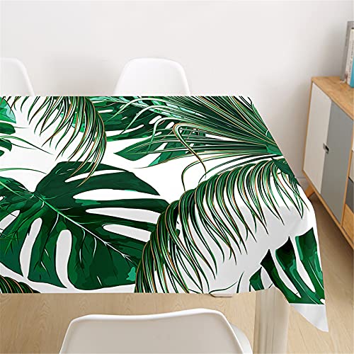 Morbuy Rechteckige Tischdecken, 3D Blätter Drucken Tischdecke Wasserdicht Abwaschbar Abwischbar Lotuseffekt Tischtuch für Dekoration Küchentisch Garten Outdoor (100x140cm,Monstera-Blatt) von Morbuy