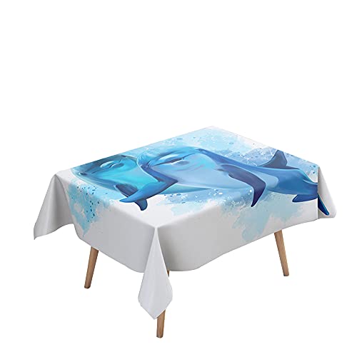 Morbuy Rechteckige Tischdecken, 3D Delfin Drucken Tischdecke Wasserdicht Abwaschbar Abwischbar Lotuseffekt Tischtuch für Dekoration Küchentisch Garten Outdoor (140x200cm,Delfin Muster) von Morbuy