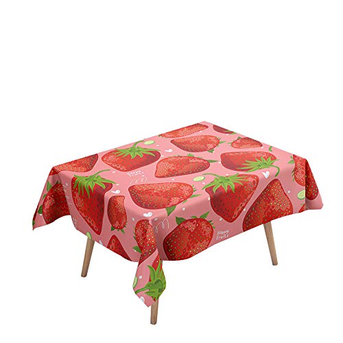 Morbuy Rechteckige Tischdecken, 3D Erdbeere Drucken Tischdecke Wasserdicht Abwaschbar Abwischbar Lotuseffekt Tischtuch für Dekoration Küchentisch Garten Outdoor (140x140cm,Erdbeere Obst) von Morbuy
