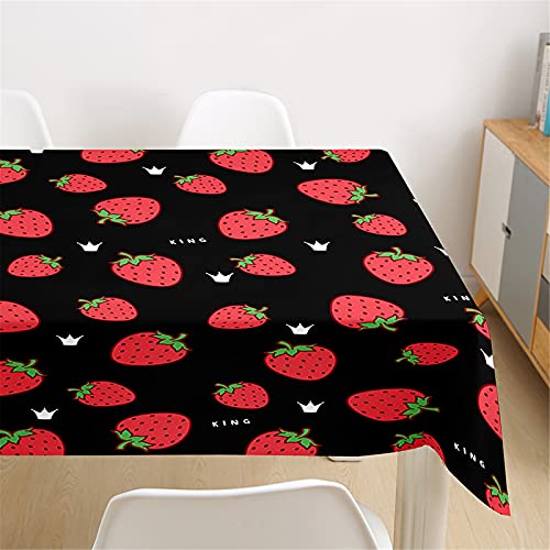 Morbuy Rechteckige Tischdecken, 3D Erdbeere Drucken Tischdecke Wasserdicht Abwaschbar Abwischbar Lotuseffekt Tischtuch für Dekoration Küchentisch Garten Outdoor (140x160cm,Rote Erdbeere) von Morbuy