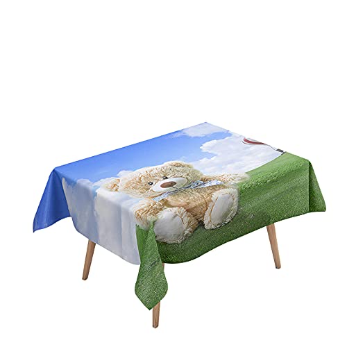 Morbuy Rechteckige Tischdecken, 3D Karikatur-Bär Drucken Tischdecke Wasserdicht Abwaschbar Abwischbar Lotuseffekt Tischtuch für Dekoration Küchentisch Garten Outdoor (60x60cm,Süßer Bär) von Morbuy