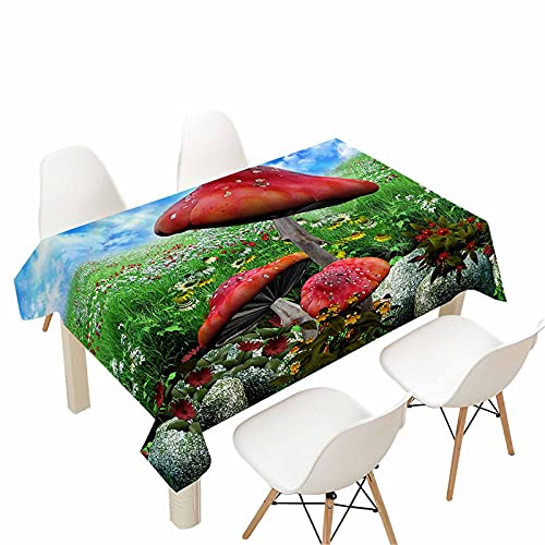 Morbuy Rechteckige Tischdecken, 3D Pilz Drucken Tischdecke Wasserdicht Abwaschbar Abwischbar Lotuseffekt Tischtuch für Dekoration Küchentisch Garten Outdoor (90x90cm,Blumenfeld) von Morbuy